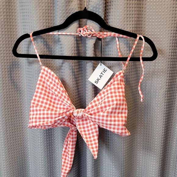 Skatie Other - NWT Skatie Gingham Picnic Tie Bikini Top Size XL